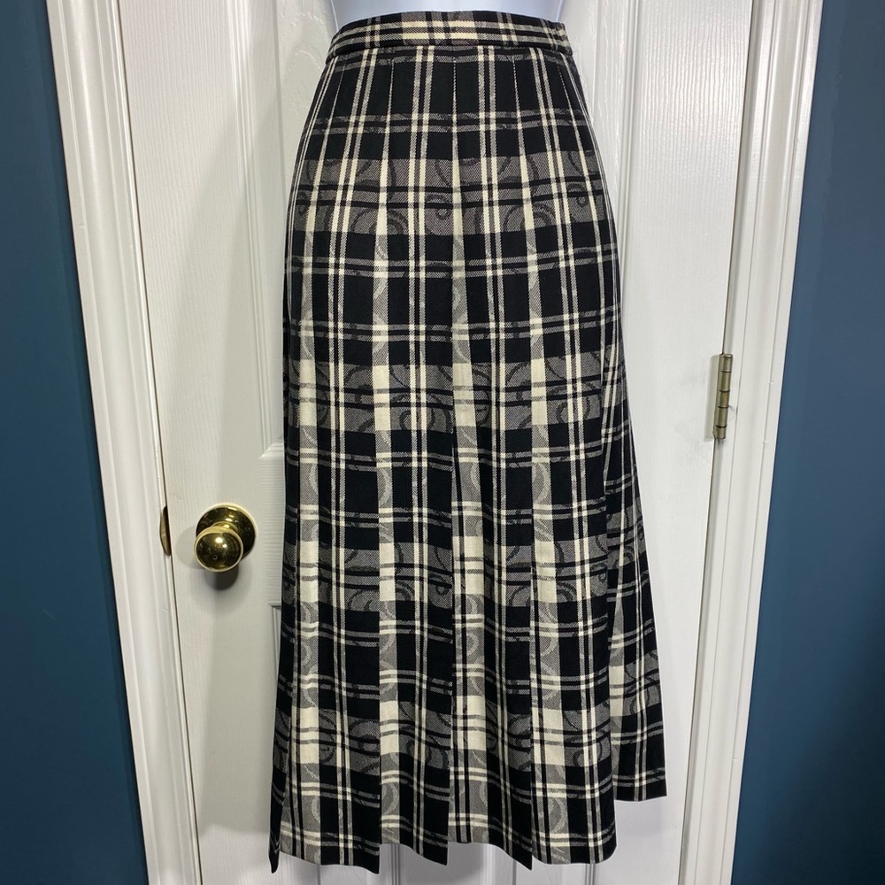 PENDLETON Plaid Swirl Tartan Wool Pleated Midi Skirt